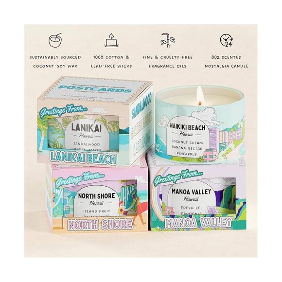 Hawaii Postcards Scented Destination "North Shore" Candle - Picture 4 of 4